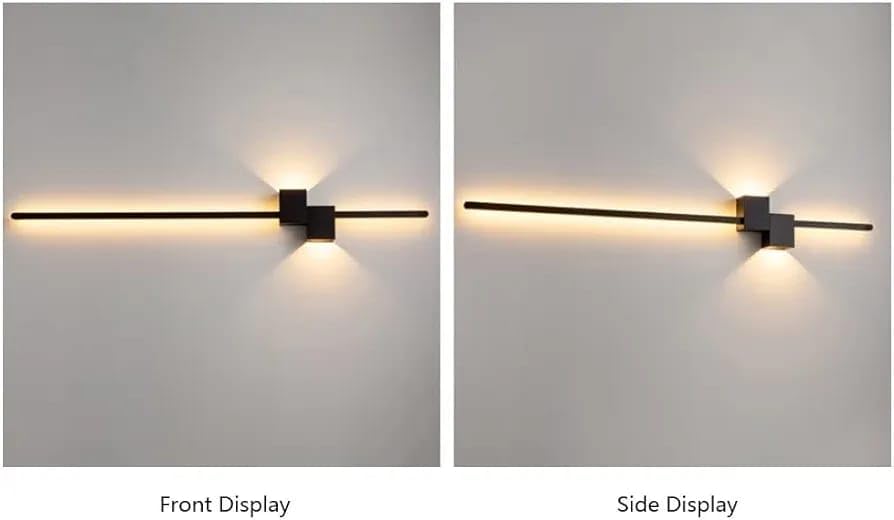 Image of Glowave Metal Modern Black Linear LED Long Tube Wall Light for Bedroom, Bedside, Living Room, Hallway - Tricolour | Warm White, Natural White | (800Mm)
