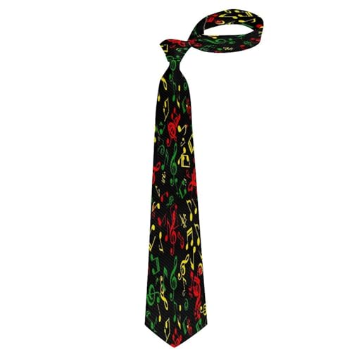 Men's Vertical Tie, Adult Rasta Reggae Music Casual and Formal Durable Compact NeckTie, Fashion Wrinkle-Resistant Neck Ties for Tuxedo
