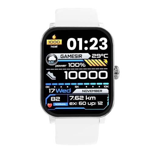 Image of GameSir H9 Smartwatch - Big Display | Bluetooth Calling | Heart Rate & SpO2 Monitor | 100+ Sports Modes | Long Battery | IP68 Waterproof | TFT Display | Design for Men & Women (White)