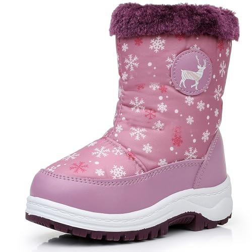 Felabo Kids Snow Boots for Boys Girls Water Resistant Insulated Winter Boots with Warm Fur Lining Slip Resistant Outdoor Shoes (Toddler/Little Kid)