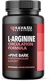 L-Arginine 1800mg and Pine Bark Extract 100mg - Nitric Oxide Supplement for Men - Performance Supplement for Men's Health - 90 Count - Endurance, Recovery Support - Vegan, Non-GMO Capsules