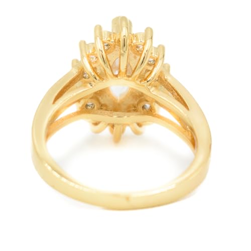 Beautiful Marquise Cut Cubic Zirconia CZ Halo Engagement Anniversary Ring, 18k Yellow Gold Filled Plated3
