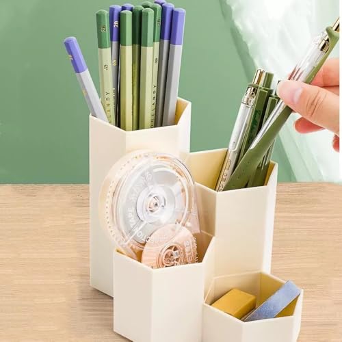 Image of Pencil Organizer Pen Holder for Desk Pens Cup Small Desk Organizer Cute Pen Holder for Office,School and Home (White, L-Shape)