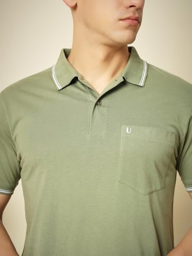 Image of UNIBERRY Men's Cotton Half Sleeves Solid Polo Neck T-shirt-MT4-BG 4XL