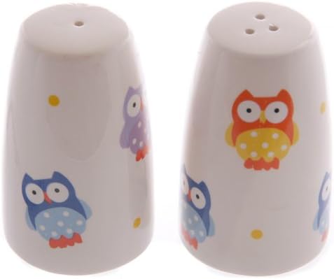Puckator Colourful Owl Pattern Salt & Pepper Set