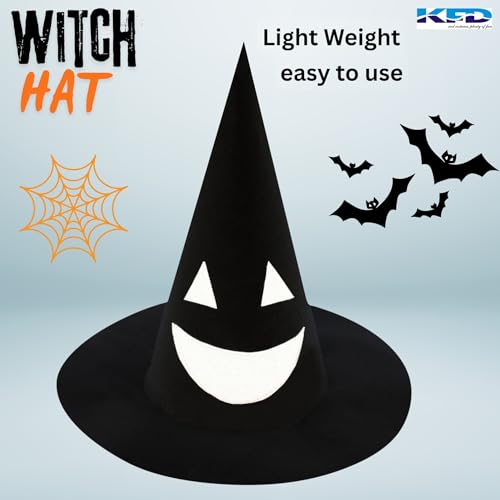 Image of Kaku Fancy Dresses Witch Hat for Girls, Witch Costume Accessory for Halloween Party Prop Multicolor Witch Hat