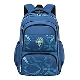 Mochila Masculina Bolsa Escolar Infantil Meninos Grande Espaço Lápis Fichario Notebook (AZUL)