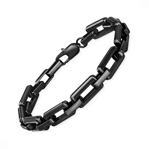 Bracelets for Men,Black Stainless Steel for Men Bracelets,Trendy Paperclip Short Bracelets Gifts for Husband Father Friends