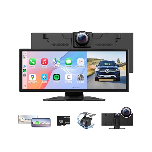 Upgrade Wireless Carplay Screen for Car with 4K Dash Cam, 11.26'' Portable A-pple CarPlay & Android...