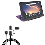 BoxWave Cable Compatible with RCA Galileo Pro (11.5 in) - AllCharge 3-in-1 Cable - Jet Black