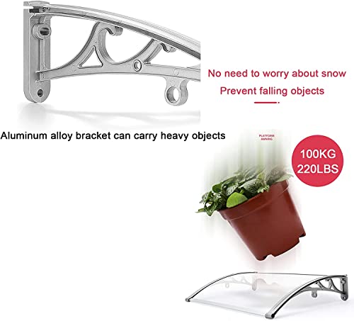 Modern Polycarbonate Rain Canopy Rainproof And Silent,Front Door Canopy Curved Window Awning Outdoor Awning Sunlight Protection, For Courtyard Patio Balcony 23.3.16 (Size : 80X240Cm) #TOP2