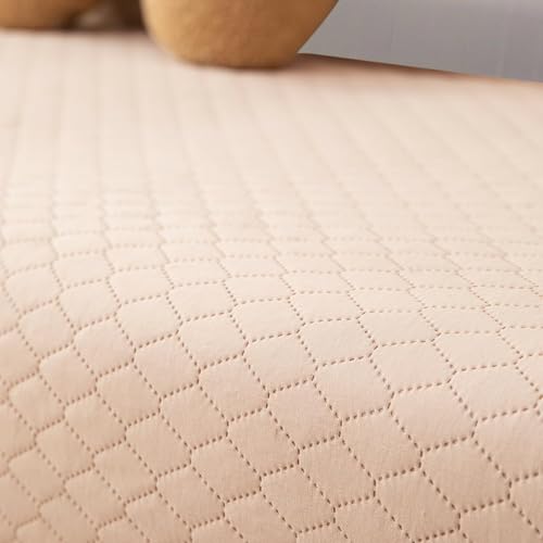 Image of HOKIPO Quilted Sofa Cover Mat for 2 Seater Sofa, Beige (NEW-IN-720-BGE)