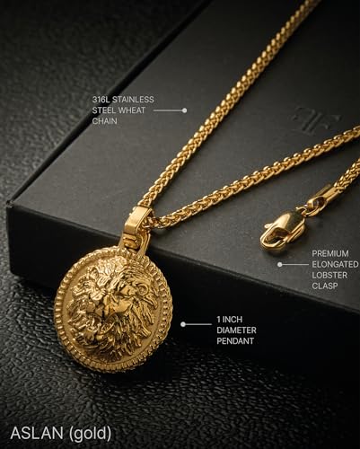 Forge & Foundry Men's Lion Pendant with Adjustable 21" Necklace Wheat Chain | Aslan | Design-led, artisan jewelry from London3
