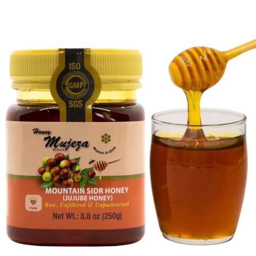 Authentic Mountain Sidr Honey Jujube Honey Supports Mental Health Memory and Cognition 100% Natural Raw Liquid Honey Gluten Free (250g/ 8.8 oz)