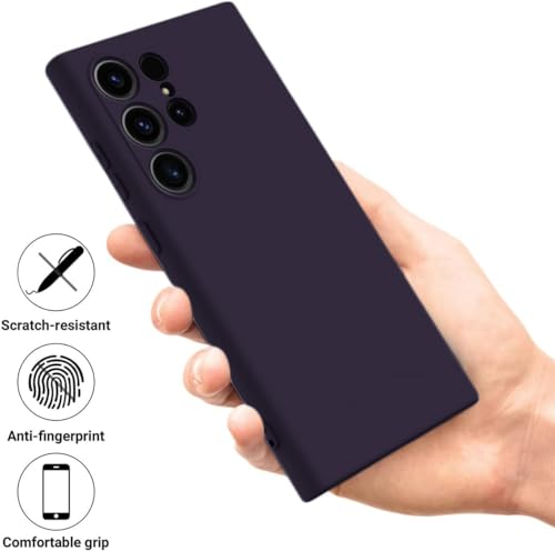 Image of DIZORO Microfiber Candy Case Compatible for Samsung S24 Ultra Smooth Touch Cushion Liquid Soft Silicone Gel Rubber Phone Cases Non-Slip Full Body Protective Shockproof Back Cover (Titanium Violet)
