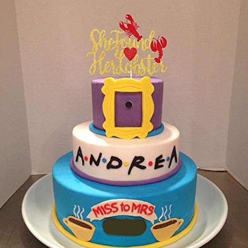 Gold Glitter She Found Her Lobster Cake Topper, Friends Theme Bachelorette, Friends Bridal Shower, Friends Theme Wedding Party Decoration Supplies #TOP4