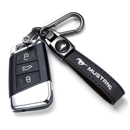 Image of YUIQIEUY Genuine Leather Car Keychain Key Chains Ring Accessories for Man and Woman Family Present Black