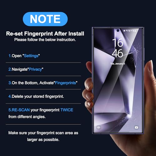 Image of SHILD By Uyiton UnBreak-Glass for Samsung Galaxy S24 Ultra Screen Protector, [Ultrasonic Fingerprint Support][Auto-Alignment Frame] Scratch-Resistant Bubble-Free S24 Ultra Screen Protector(6.8'' 5G), 2 Pack