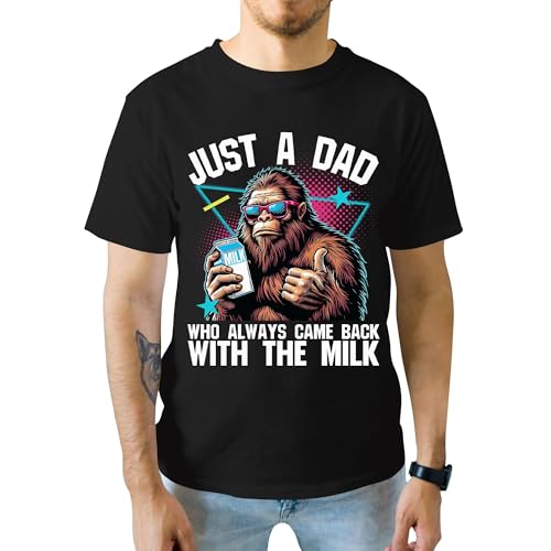 Dad Shirt - Just A Dad Who Always Came Back with The Milk Tshirts - Father Tshirts - Daddy Tee Shirts Gifts for Dads (Black 2XL)