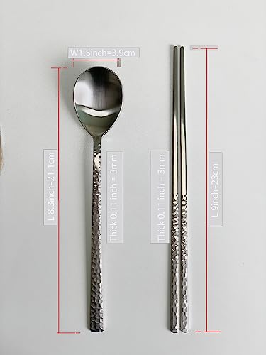 Cuillères et baguettes de table réutilisables en acier inoxydable brillant - 7
