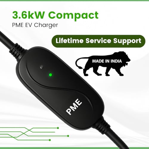 Image of 3.6kW Portable EV Charger - Type 2 Charging Gun, IP66 Waterproof, 5m Cable, 25A Plug, Built-in Safety Protections