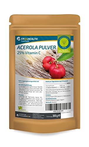 FP24 Health Acerola Pulver 300g - Acerola 25% Vitamin C - 500mg Vit. C - Zippbeutel - Top Qualität Cover