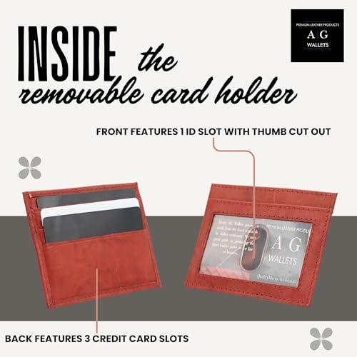Image of AG Wallets Leather Wallet for Men - Sliding 2-in-1 Bifold Wallet with Removable Card Holder & RFID Protection - Premium Travel Wallet - Versatile & Functional Design - Burgundy