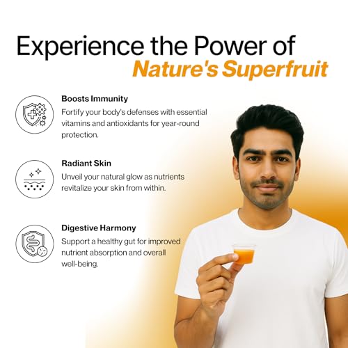 Image of Dr. Vedic Himalayan Sea Buckthorn (Leh Berries) Pulp 500ml | Cold-Pressed Pulp Concentrate | Natural Vitamin C & Omega 3-6-7-9 | Supports Immunity, Skin Radiance & Gut Health | Herbal Superfruit Supplement