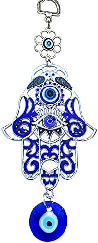 Blue Evil Eye Hamsa Hand Wall Hanging Ornament (with a Betterdecor Pouch)-023