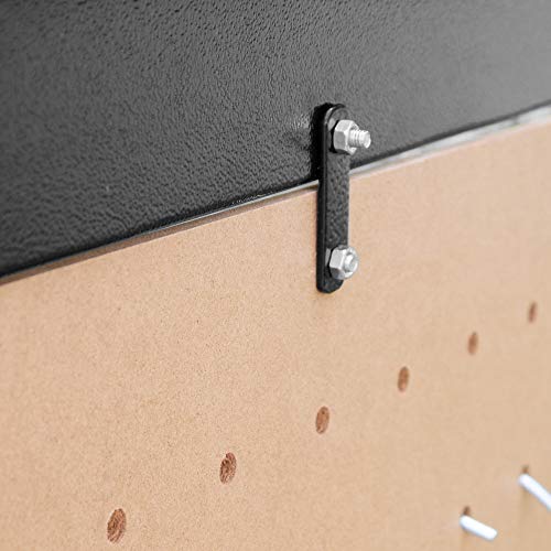 Steel Garage Work Bench Workbench Storage With Drawers Pegboard and 12 Pegs Tool Box Shelf Boltless DIY Workshop Station For Sheds Heavy Duty 500kg Capacity, Black