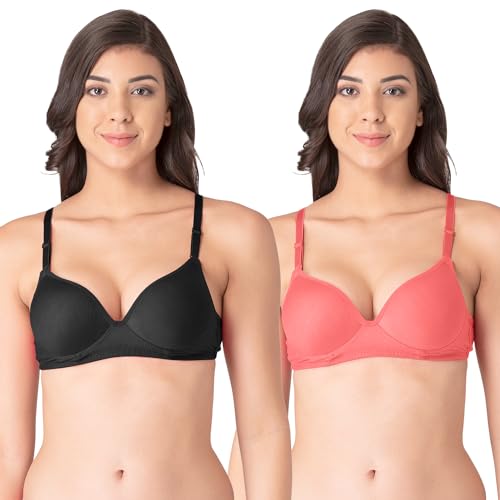 Image of Komli - Heavily Padded Push-Up Bra - Cotton Rich - Balconette - 3 /4th Coverage, Seamless, Wireless, Multiway Straps - T-Shirt Bra