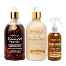 Herbalista Viral 3 Piece Herbal Hair Care Bundle Shampoo + Conditioner 500ml 16.9 fl oz Each + Hair Tonic 250ml With Real Botanicals 100% Natural & Handcrafted