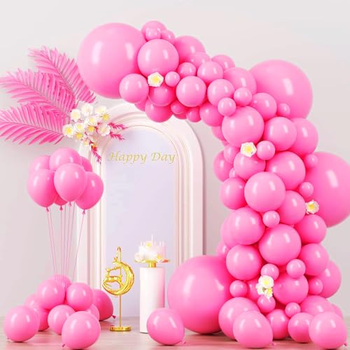 Image of Voircoloria 130pcs Pink Balloons Different Sizes 18 inch 12 inch 10 inch 5 inch Party Latex Balloons for Birthday Baby Shower Wedding Anniversary Princess Theme Party Decorations