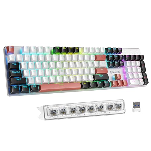 Redragon Wireless Mechanical Gaming Keyboard, Tri Mode...