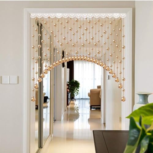 Rideau de perles de cristal d'arc design de luxe couleur or 140cm - 2
