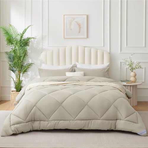 Wavve Piumino Letto Matrimoniale Quattro 4 Stagioni 260X240 Cm - Piumone 240X260 Invernale Autunnale - Trapunta 260 X 240 In Microfibra Sintetica, Beige - 2
