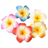 Hustar 10 Pcs 5CM Artificial Hawaiian Plumeria Flower Hair Clips Hair Accessories for Beach Fancy Dress