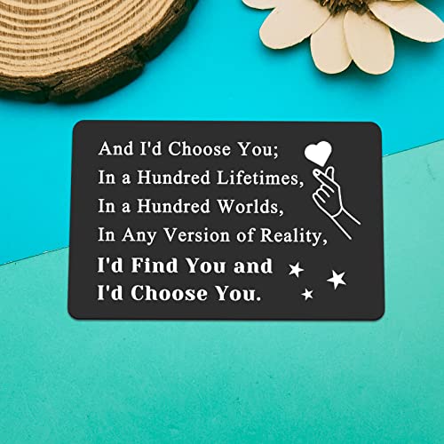I Choose You Engraved Wallet Card Gifts for Boyfriend Husband Gifts from Wife Anniversary Jewelry Gifts for Him Fathers Day Valentines Gift Future Husband Groom Cards from Bride Romantic Gifts for Him2