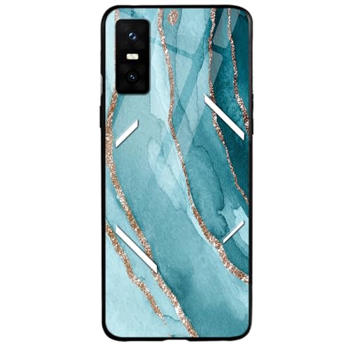 Image of COLORflow Back Cover Compatible with Infinix GT 30 Pro 5G | Blue Marble Golden Stripes | Shockproof TPU Bumper Cover with Camera Protection Back Cover Compatible with Infinix GT 30 Pro 5G