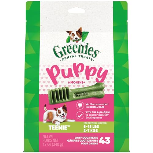 Greenies Puppy Teenie Size Natural Dental Dog Treats, (43 Treats) 12 oz. Pack