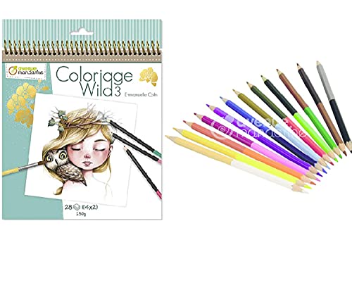 Carnet coloriage Wild 3 Avenue Mandarine GY077C tube 12 crayons CC032O