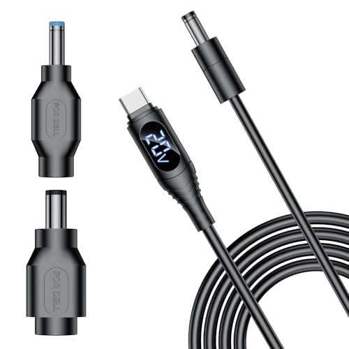 Cargador CC para laptop DELL de 100W evita sobrevoltajes con su pantalla digital y cable PD