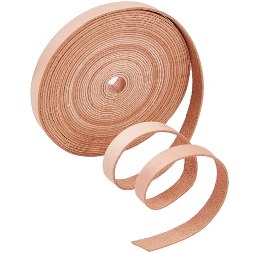GORGECRAFT 5M Genuine Leather Strips 8mm Wide Cowhide Leather Strap 1mm Thick Flat Cord Thread String Rope for Bracelets Jewelry Making Collars Guitar Belts Boot Lace DIY Craft