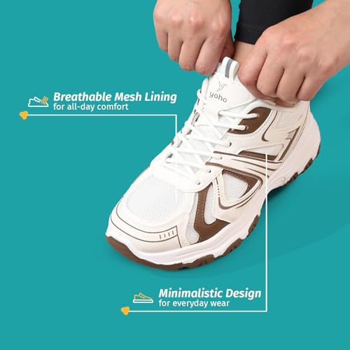 Image of YOHO Tempo Chunky Sneakers for Women|Stylish & Lightweight Casual Sports Shoes for Woman /Girls |Walking, Running, Gym & Everyday Use -0705