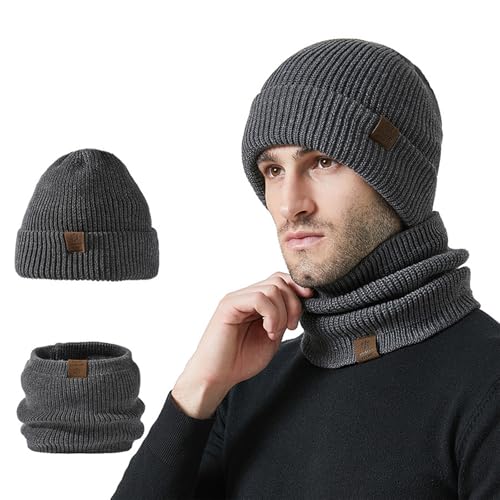 Gorro de punto y bufanda de invierno sin ala con doble capa 6