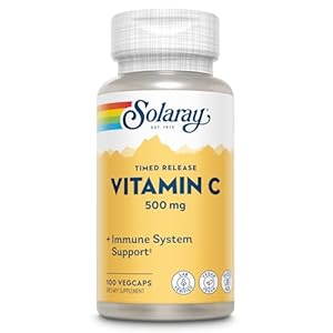 SOLARAY Vitamin C 500mg, Two-Stage Timed Release – Antioxidant and Immune Support Supplement – Vitamin C with Rose HIPS and Acerola, Vegan, Gluten Free, 60-Day Guarantee, 100 Servings, 100 VegCaps