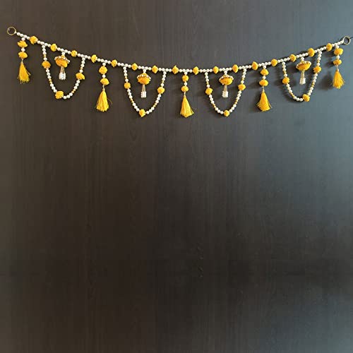 Image of Handmade Door Hanging Round Moti Latkan Style Bandarwal Toran (TMR-18) -Diwali New Year Inauguration Wedding Festival Home Decor Pooja (40 Inch X 6 Inch)
