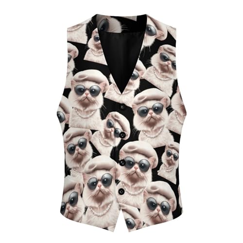 Fashion Cat Trendy Vest Suit for Men V Neck Formal Dress Waistcoat Vests Business Slim Fit3
