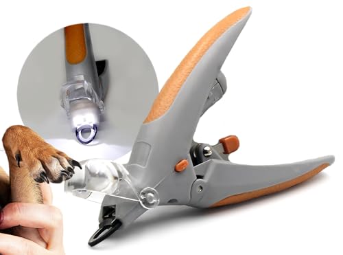LexyFriend Tagliaunghie per Cani e Gatti con LED - Ingrandimento 5X per Taglio Sicuro e Preciso, Design Ergonomico con Impugnature Antiscivolo, Lama Sostituibile e Affilabile. Batterie Non Comprese