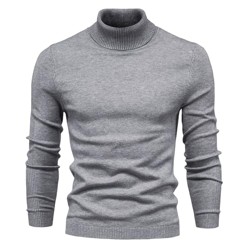 DGHM-JLMY Mens Slim Fit Turtleneck Pullover Sweaters Rib Knited Thermal Basic Tops Casual Ribbed Knitted Soft Pullover